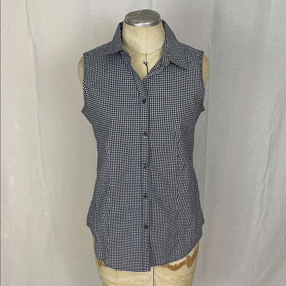 Talbots Women's Black and White Checkered Sleeveless Top Size 8P